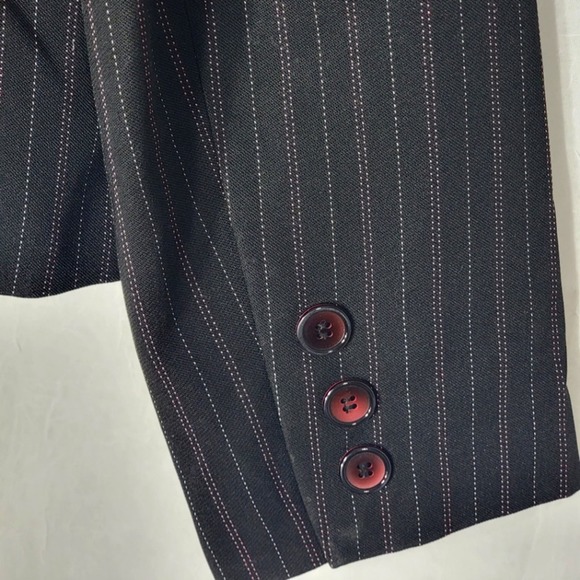 Sag Harbor Suit Jacket 5 Button Pinstripe Black / Pink / White 14 Vtg - Picture 4 of 11